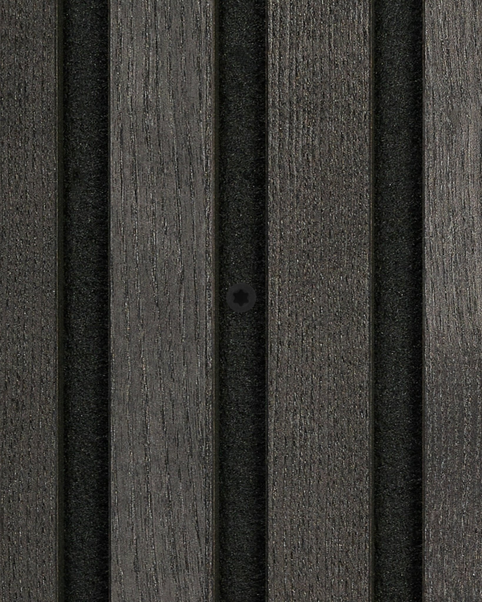 Parafusos de instalação WoodUpp black, 100 unid., para a montagem segura de painéis acústicos Akupanel, garantindo um acabamento de parede nórdico moderno e texturado.