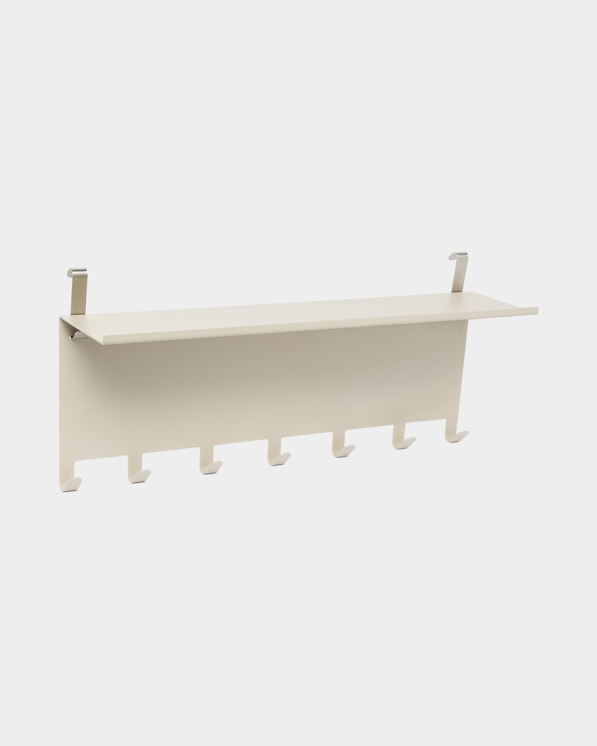 Cabide Nell da WoodUpp BM1 em beige, de estilo nórdico, com cinco ganchos e dois suportes, 63,5 x 24 cm, concebido para complementar os painéis acústicos Akupanel.