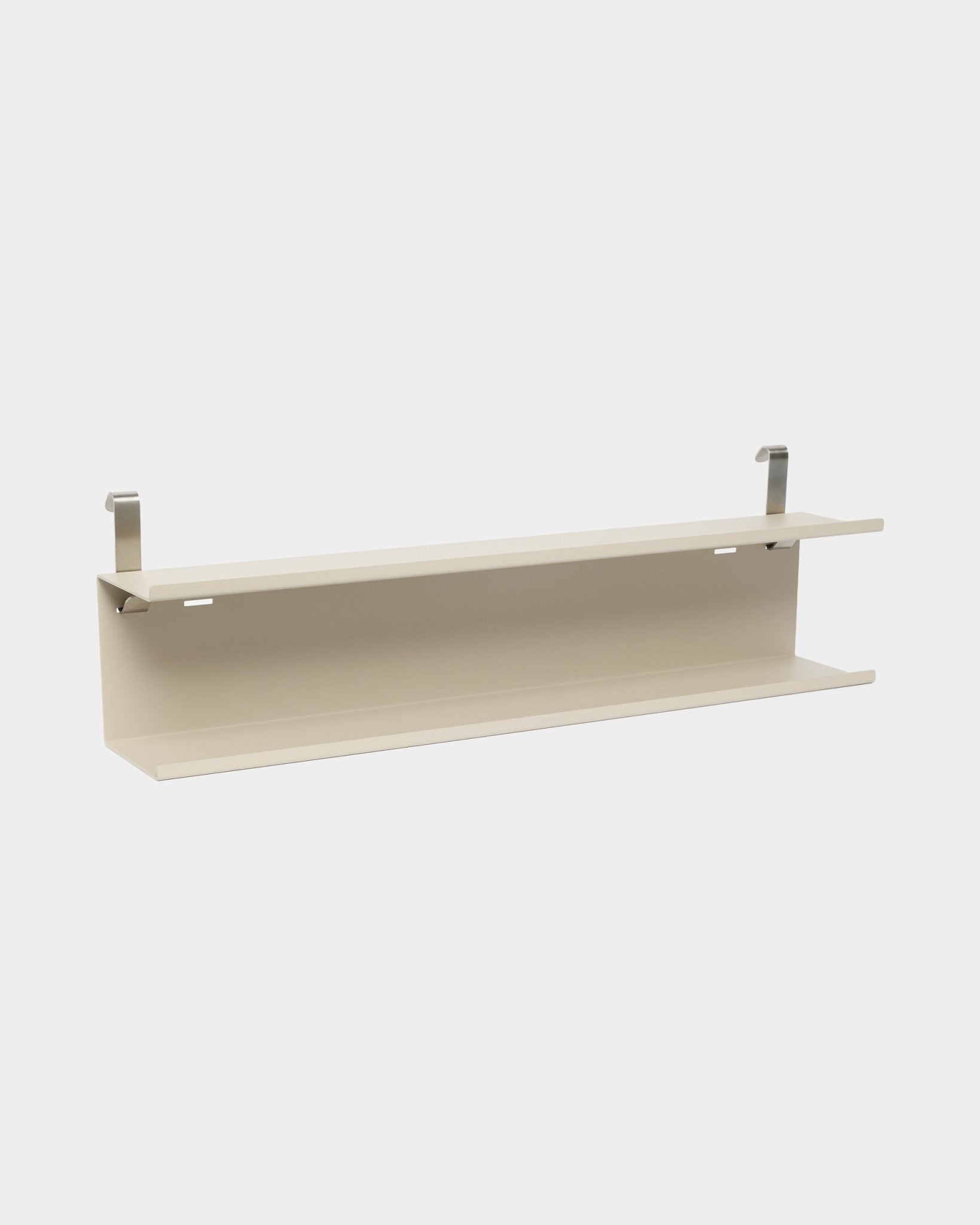 Prateleira Metálica Dupla WoodUpp BM1 em beige, 63,5 cm, em steel com revestimento a pó, com dois suportes e design de base aberta para arrumação adaptável em painéis acústicos.