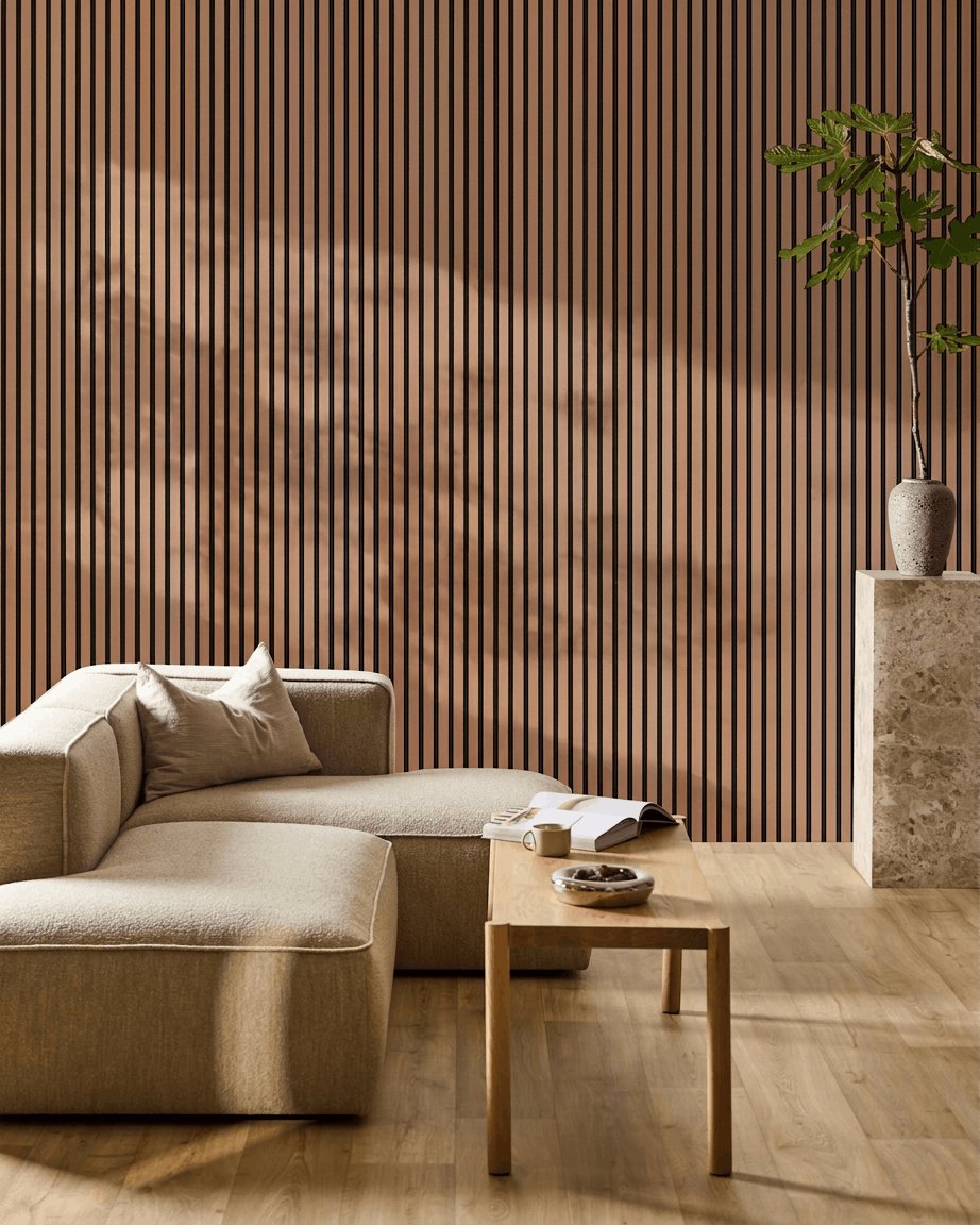 Akupanel | Acoustic Panel / Colored, Clay, Black Felt, 240 x 60 cm 